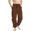 YAOBAOLE Pantaloni da uomo in lino, pantaloni estivi da uomo, lunghi, con tasche, elastico in vita universale, Nero , M