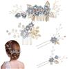 Aatpuss 4 Pezzi Pettine per capelli da sposa,Accessori da sposa,Nuziale Decorativo Cerchietto,Forcina Fiore Di Perla,per Spose, Damigelle o Damigelle, Semplici e Generose(Azzurro)