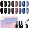 SIUHEN 8 Semipermanente Unghie Colori Nero Smalto Unghie Smalti Gel UV LED Passione Colorati Nero Set Professionali Nail Polish Effetto Kit Marrone Opaco Senza Lampada + Primer Shining Autunno Invernali