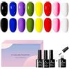 SIUHEN 8 Passione Unghie Semipermanente Smalto Colori Gel uv Led Bianco Passione Colorati Set Professionali Nail Polish Effetto Kit Verde Marrone Senza Lampada Arancione Autunno + Base Coat Shining