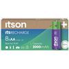 ITSON, batterie ricaricabili AA, pacco da 8, capacità 2000 mAh, imballagio con il 95% di materiali riciclati, Made in Japan, pile pre-caricate per orologi e telecomandi
