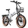 SAMEBIKE XWLX09-II Bicicletta elettrica pieghevole da montagna, motore da 1000W, batteria da 48V 15Ah - Bianco