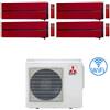 Mitsubishi Climatizzatore Condizionatore Mitsubishi Kirigamine Style Wifi R32 Rosso Quadri Split Inverter 9000 + 9000 + 9000 + 9000 BTU con U.E. MXZ-4F72VF NOVITÁ Classe A++/A+