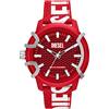 Diesel Orologio da uomo, movimento a tre lancette a energia solare, cassa in olio di ricino rosso da 48 mm, cinturino in tessuto Pro-Planet, DZ4620