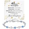 Bramart Bracciale Donna Compleanno 40 anni con Pietre di Zirconia Blu Regalo per lei Finitura in Oro Bianco Argento 925 Idee Regali Feste, donne Compleanni - Cofanetto con DEDICA incluso (40 Anni - 4)