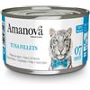 Amanova Cibo Umido in Lattina per Gatti - Tonno e Acciughine - 12x70 gr - IN BRODO