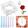 Woohome Stampi per Resina Stampo in Resina Resin Vase Mold, Quadrato Resin Mold per La Stazione di Propagazione con 6 Pz Provette per Piante Idroponiche, Decorazioni per Home Office (Stile 1)