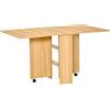 HOMCOM Tavolo Pieghevole con Ruote, Tavolo da Pranzo di Design, Richiudibile Salvaspazio, Design Moderno, con Ruote, Ripiani Portaoggetti, 140 × 80 × 74cm, Legno