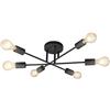 B.K.Licht Lampadario vintage, plafoniera con bracci ruotabili, attacco per lampadine E27 non incluse, lampada da soffitto moderna per salotto o sala da pranzo, metallo nero, 230V, IP20