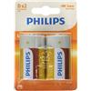 Philips D-Batterie - R20L2B - Batteria da 2 - Tecnologia al Cloruro di Zinco - Durata di Conservazione di 3 Anni - 1,5 V