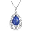 KQF Pietra di luna/agata di muschio/lapislazzuli/occhio di gatto/peridoto/Larimar Teardrop ciondolo collana argento sterling nodo celtico catena agata irlandese gioielli regalo per ragazze e donne