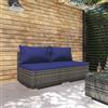 vidaXL Divano a 2 Posti con Cuscini in Polyrattan Nero vidaXL