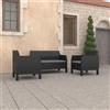 Vidaxl Set Divani da Giardino 3pz con Cuscini in Rattan PP Antracite