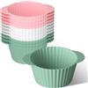 BREANIFULL 12 Pezzi Stampi per Muffin in Silicone Pirottini in Silicone per Friggitrice ad Aria Stampi in Silicone per Uova in Camicia da Forno per Forni e Friggitrice ad Aria, Rosa + Grigio + Blu