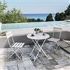 DEGHI Set bistrot tavolo rotondo 60 cm e 2 sedie pieghevoli in metallo bianco - Atelier Deluxe