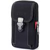 Demiawaking Custodia Cintura Cellulare Marsupio Multifunzionale in Pelle Portafoglio Borsa da Cintura Uomo Borsello da Cintura Uomo per Viaggio Campeggio Sport all'aperto (A, Nero)