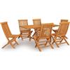 vidaXL AX Tavolo Pranzo 110-160x80x75cm Allungabile 6 Sedie Pieghevoli Teak New 3059594