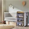 BABY PRICE BabyPrice Culla combinata evolutiva 60 x 120 cm | Culla con sbarre e cassettiera a pannolino | Smile Rovere Silex | Scalabile in letto 90 x 190 cm | Made in France by Sauthon