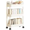 AUSYIWI Carrello Portaoggetti a 3 Livelli,Carrello con Ruote Portatutto,Carrello da Cucina, Scaffale da Cucina Salvaspazio, 68 x 40,5 x 22,5 cm Adatto a Cucine, Bagni e Uffici (Bianco)