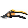 Fiskars Forbici da potatura con lame bypass, Plus, P521, Per rami freschi e ramoscelli, Rivestimento antiaderente, Lame in acciaio inox, Lunghezza: 20,1 cm, Nero/Arancione, 1057167