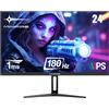 Minifire Monitor Gaming 24 FHD 180Hz, IPS, 1ms,Adaptive Sync,110% sRGB, Mmonitor per computer da gioco, Schermo PC Anti-Flicker & Less Blue Light, 2xHDMI 2.0/1xDP 1.4 Port(MFG24F4 cavo HDMI inclusi)