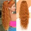 PORSMEER Extension per capelli a coda di cavallo lunga 75 cm con cordoncino, ricci ondulati, extension per ponytail a clip, colore arancio zenzero naturale, per donna, per capelli afro, coda di