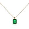 namana Collana Donna Argento Sterling 925 Placcato Oro Giallo con una Pietra Verde Smeraldo Taglia Smeraldo, Collana con Ciondolo Solitario Rettangolare per Donna e Ragazza, Collane in Oro per Donne