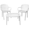 I GIARDINI DEL RE Set Balcony 3 PZ modello Positano colore Bianco tavolino + 2 poltrone