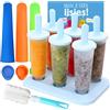 Vcumter Stampi per Ghiaccioli, Riutilizzabili 6 Stampo per Ghiaccioli,Stampini per Gelato, 3 Ghiaccioli in Silicone con Spazzola per la Pulizia Stampi per Ghiaccioli Senza BPA per Bambini Adulti, Blu