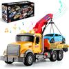 Herenear Carro Attrezzi Giocattolo, 1:16 Carroattrezzi Giocattolo per Bambini, Grande Camion Giocattolo con Luci e Suoni Funzione, Regali di Compleanno, Natale e Carnevale per Bambini 3 4 5 6 7 Anni