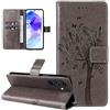 Dcjlbo Cover per Samsung Galaxy A55 5G Custodia Cover in Pelle Portafoglio a Libro con Fiori Disegni Porta Carte Magnetica Cover Flip Case Antiurto Custodia per Samsung Galaxy A55 5G-Grigio