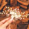 IYOU Perle Sposa Pettine per capelli Oro Fiori Pettini Laterali Sposa Foglia Spose Damigella D'onore Accessori per Capelli per Donne