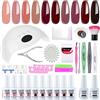 Eumengman Elite99 Smalto Semipermanente per unghie Kit di Partenza in 10 coloris Gel 48W LED Lampada UV Nail Dryer Soak Off Topcoat Basecoat Nail Art Tool Set di Adesivi per Manicure Set per Manicure 8ML C011