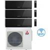 Mitsubishi Electric Climatizzatore Condizionatore MITSUBISHI ELECTRIC Trial Split 7+7+12 serie KIRIGAMINE ZEN BLACK MSZ-EF Inverter con MXZ-3F54VF WI-FI INTEGRATO R-32 7000+7000+12000 A+++/A++