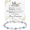 Bramart Bracciale Donna Compleanno 50 anni con Pietre di Zirconia Blu Regalo per lei Finitura in Oro Bianco Argento 925 Idee Regali Feste, donne Compleanni - Cofanetto con DEDICA incluso (50 Anni - 4)