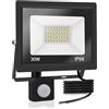 Jefedana 1pack-faro led esterno con sensore movimento 30W Bianco Caldo 3000K IP66 Impermeabile faretto esterno con sensore di movimento 3000LM faretto led da esterno per Cortile,Giardino
