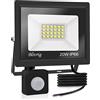 Jefedana Faretto LED da Esterno Con Sensore di Movimento 20W 2000LM IP66 Impermeabile Bianco Freddo 6000K Lampada a Risparmio per Cortile, Campo da Basket