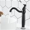 Maynosi vittoriano bagno lavabo rubinetto, Rubinetti del lavandino alto retrò per il controsoffitto, Rubinetti classici con leva in ceramica, Beccuccio girevole a 360 gradi, Ottone (Nero opaco)