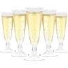 LATERN 50 Pezzi Flute da Champagne con Glitter Argento, 150ml Bicchieri da Champagne in Plastica Bicchieri da Vino per Feste con Stelo Riutilizzabili per Feste di Anniversario Matrimonio Giardino
