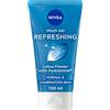 NIVEA Gel detergente rinfrescante (150 ml), gel detergente viso con fiore di loto e idratamina, deterge e rimuove in profondità le impurità, formula rinfrescante per la cura della pelle, confezione da