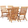 vidaXL AX Tavolo Pranzo 4 Sedie Pieghevoli Teak 90x90x75cm Giardino Terrazza 0K 3059982