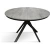 PAZZO DESIGN Tavolo Allungabile con Gambe Incrociate rotondo, Made in Italy, Basamento Nero, Grigio cemento