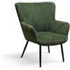 PAZZO DESIGN Poltrona Titti Verde, rivestimento in velluto