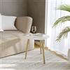 DEGHI Tavolino 40x40h cm bianco con gambe in legno - Esema