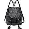 Miss Lulu Zaino Borse Zainetto per Donna Borsa a Tracolla con Catena in Ecopelle Borchiata Borsa Borchie in Rilievo Moda Teschi(Nero)