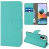 N NEWTOP Cover Compatibile per Xiaomi Redmi Note 10 5G, HQ Lateral Custodia Libro Flip Chiusura Magnetica Portafoglio Simil Pelle Stand (Acquamarine)