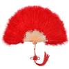 MWOOT Ventaglio Piume Marabù, Stile Vintage Anni '20 Ventaglio Piume Portatile, Anni '20 Ventaglio Pieghevole Decorativo per Nozze Halloween Spettacolo Danza Festa Del Tè Decorazione Costume, Rosso