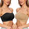 Kiiwah 2 Paia Donna Reggiseno Senza Spalline Reggiseno a Fascia Senza Ferretto Elasticizzato Fascia Reggiseno Tubo con Reggiseno Imbottito Rimovibile Push Up Reggiseno Invisibile