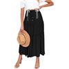 EMOTTOS Maxi Gonna Lunga Donna, Boho Gonne Lunghe Vita Alta Estive con Coulisse, Bohemien Elastica Gonna Plissettata Swing Gonna A-Linea Casual Elegante, Nero L