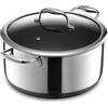HexClad Pentola ibrida da 8 quarti in acciaio inox con coperchio in vetro, maniglie per rimanere fresche, facile da pulire, antiaderente senza PFOA, lavastoviglie, forno sicuro, funziona su piani